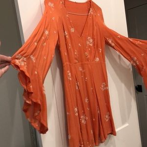 Free people bell sleeve mini dress